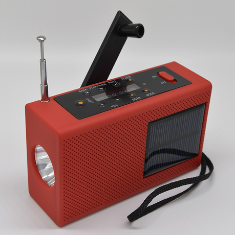 Solar hand crank radio flashlight with USB TF card MP3 player and power bank