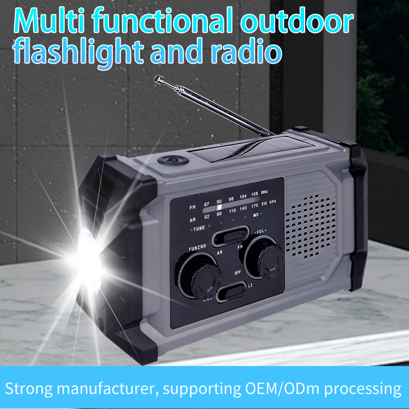 Hot Solar Charger Portable Emergency Radio with 3-Model Flashlight SOS Alarm Waterproof Hand Crank Design Weather Forecast