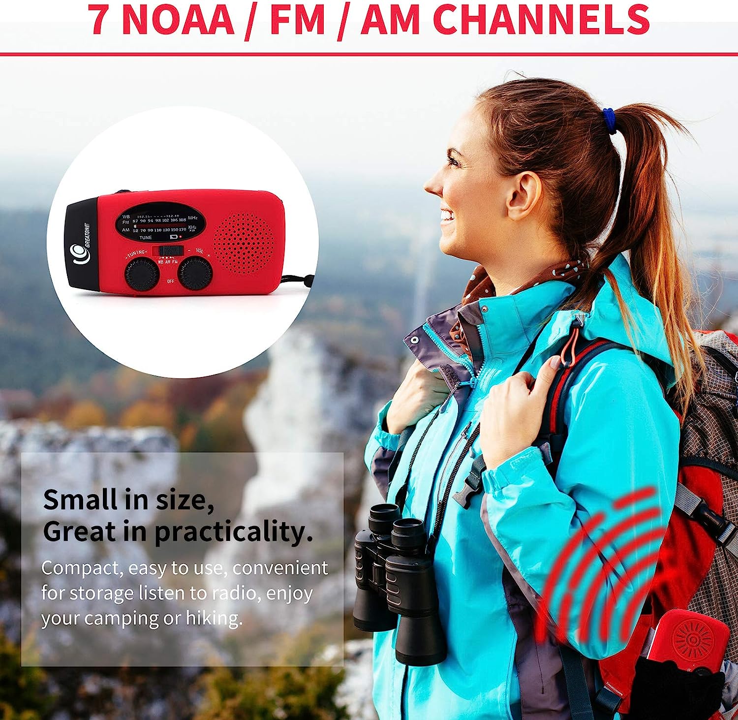 Emergency Solar Dynamo Flashlight Radio with AM/FM/NOAA weather band 2000mah power bank