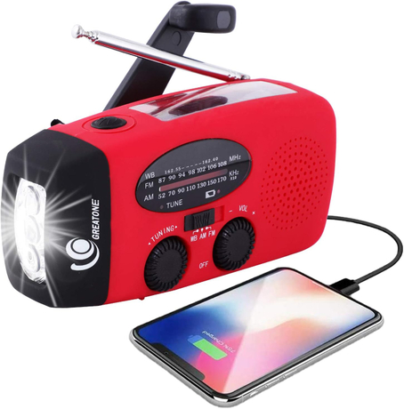 Emergency Solar Dynamo Flashlight Radio with AM/FM/NOAA weather band 2000mah power bank