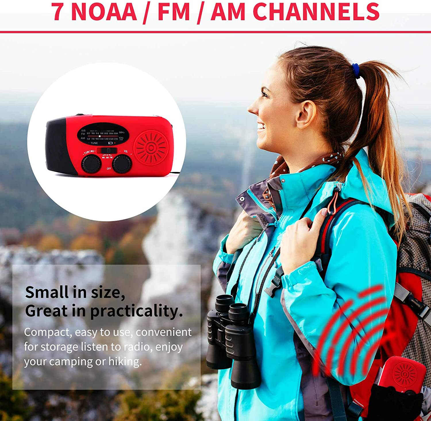 Emergency Solar Dynamo Flashlight Radio with AM/FM/NOAA weather band 2000mah power bank