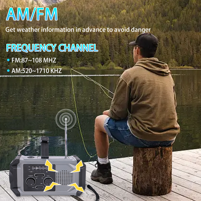 Hot Solar Charger Portable Emergency Radio with 3-Model Flashlight SOS Alarm Waterproof Hand Crank Design Weather Forecast