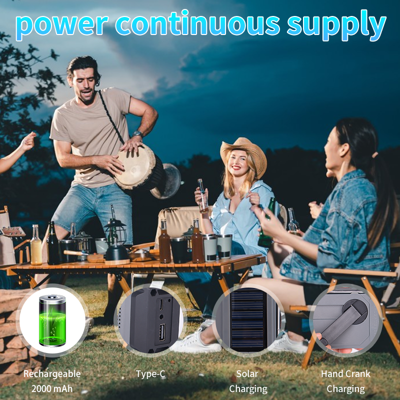 Hot Solar Charger Portable Emergency Radio with 3-Model Flashlight SOS Alarm Waterproof Hand Crank Design Weather Forecast