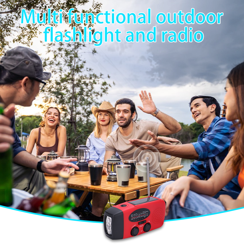 5000mAh Solar Crank Radio Flashlight AM FM NOAA Hand Crank Emergency Weather Forecast Power Bank