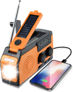 5000mAh Portable Solar Hand Crank Emergency Radio 4-Way Power AM/FM/SWAA Weather Alert Radio Hand Crank Solar Battery Power